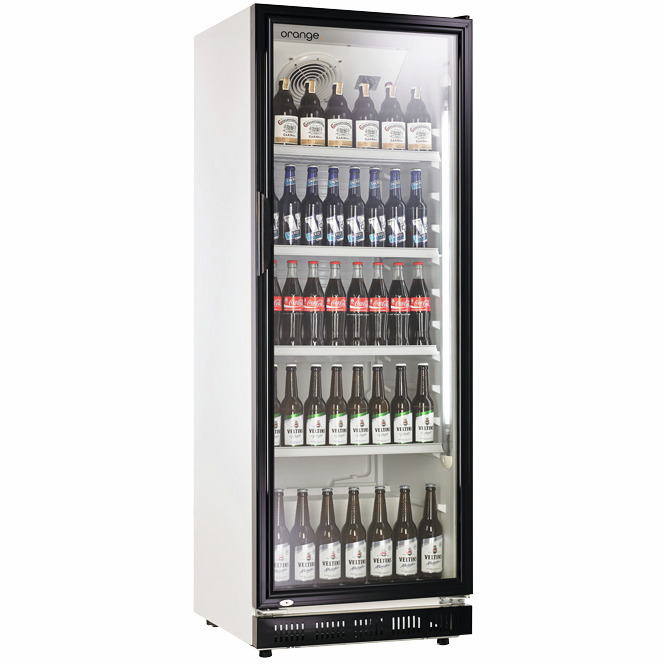 Glastürkühlschrank 360 l, weiß mit schwarzem Türrahmen